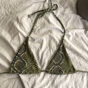 Snakeskin print bikini top